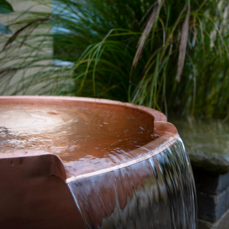 26" Round Copper Bowl, 12" Spillway in use