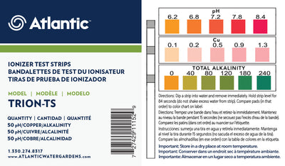 Triton Ionizer Test Strips - 50 pc. Packaging Label with Color Chart