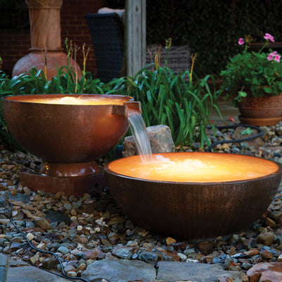 Copper Pedestal for Copper Bowls In use