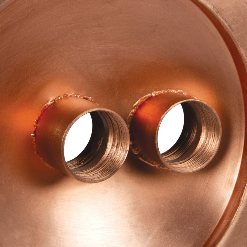 26" Square Copper Bowl, 12" Spillway Details up close
