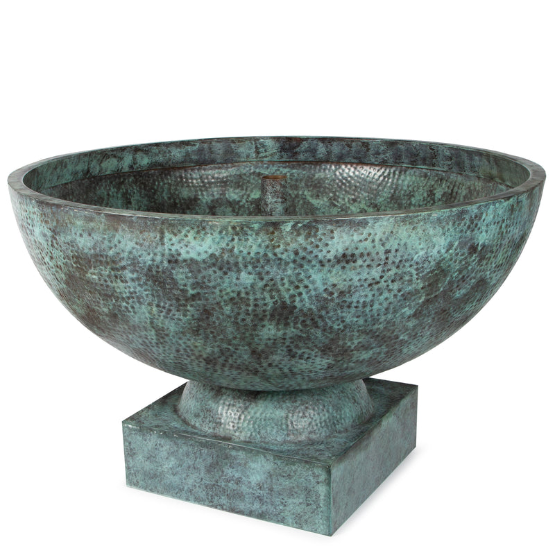 36" Hammered Brass Bowl on Pedestal